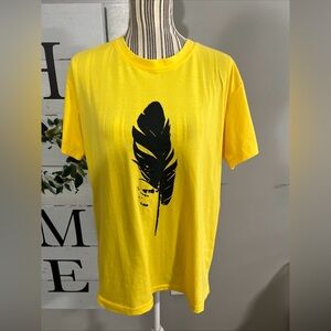 Yellow Feather Graphic Short Sleeve Tee